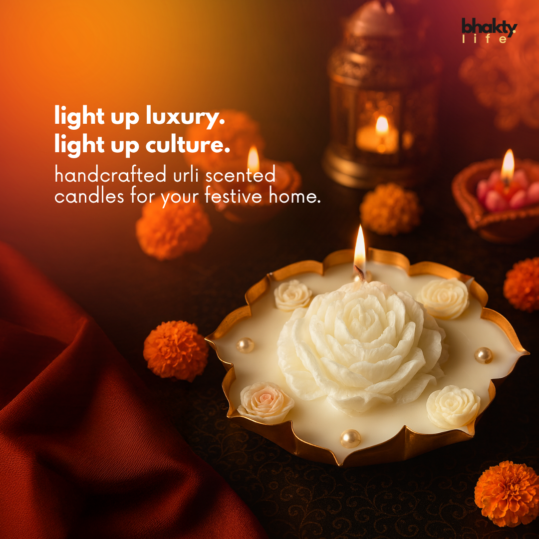 Kripa Pushpa Peony Urli Candle – Luxury Scented Flower Candle for Home & Festive Gifting bhakty.store