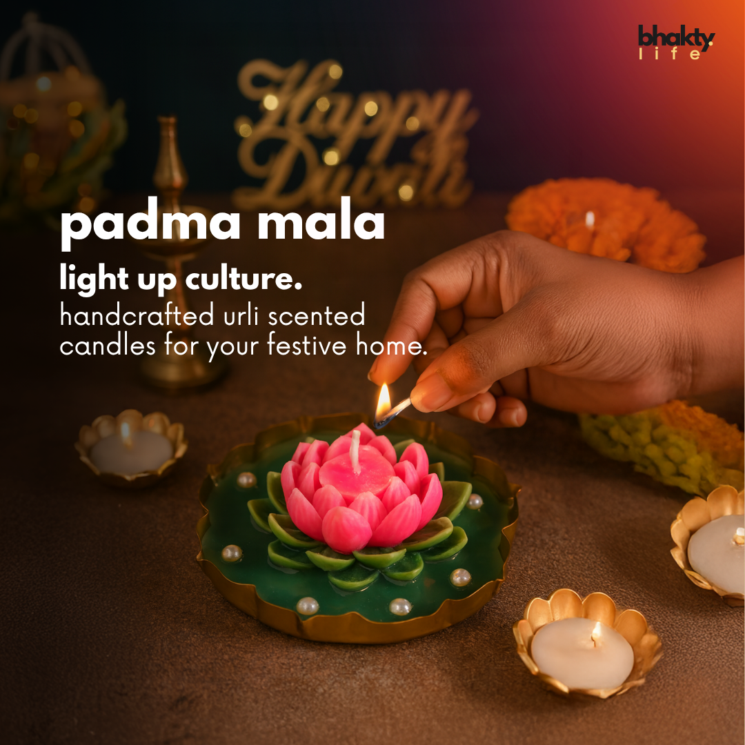 Big Lotus Urli Candle (Rasa Raas Mist) – Decorative Sacred Flower Candle for Diwali & Puja | Bhakty.Store bhakty.store