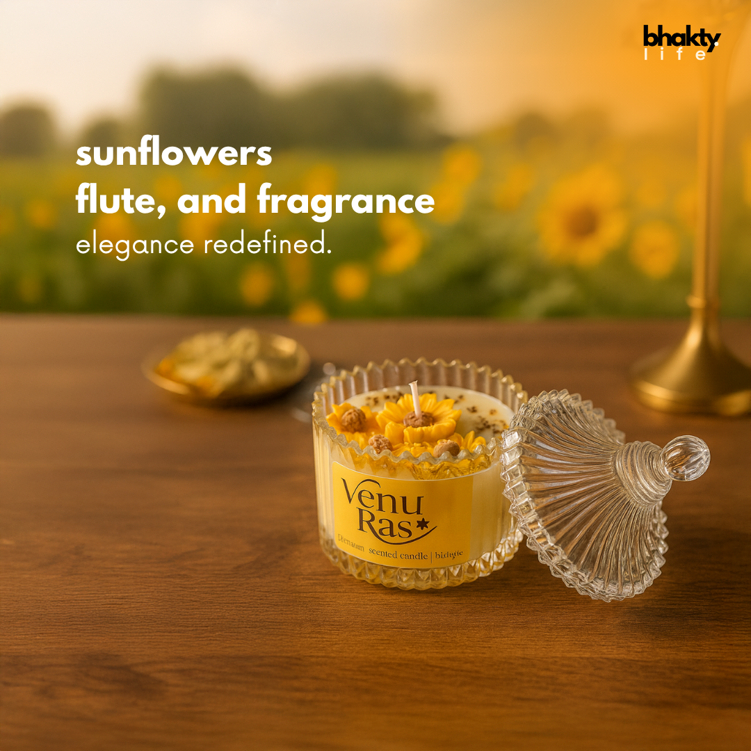 Premium Glass Jar Scented Candle with Lid (Venu Ras) – 60ml Premium Festive Edition bhakty.store